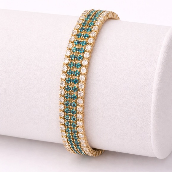 Jewelry - Elegant Gold and Teal Bracelet